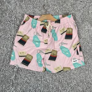 Duvin Design Swim Trunks Men's Size Medium Multicolor Pink Graphic Print Beach